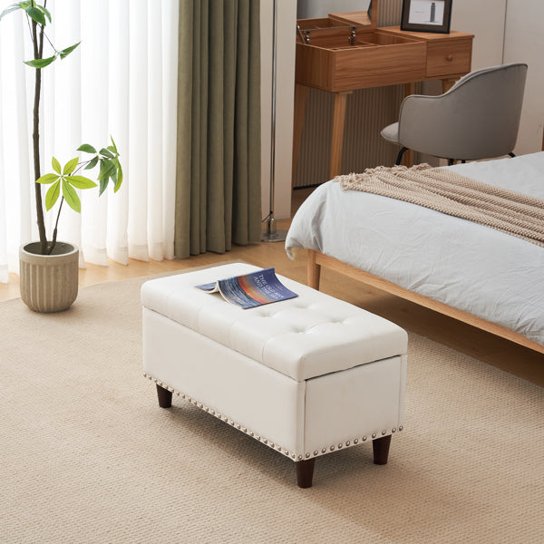 Storage Copper Nails Bedside Stool Footstool Off-White IN USA.