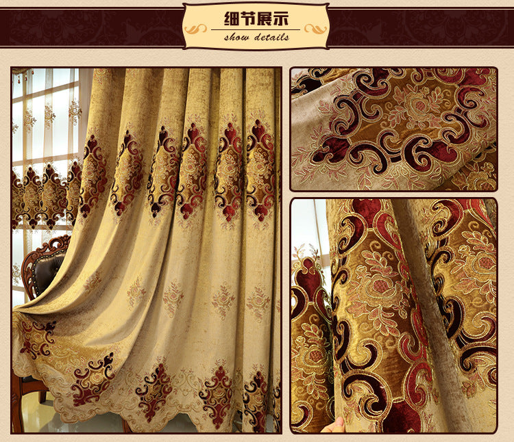 European Luxury Embroidered Curtains Living Room Curtains in USA