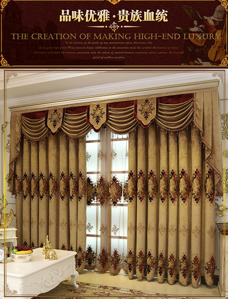 European Luxury Embroidered Curtains Living Room Curtains in USA