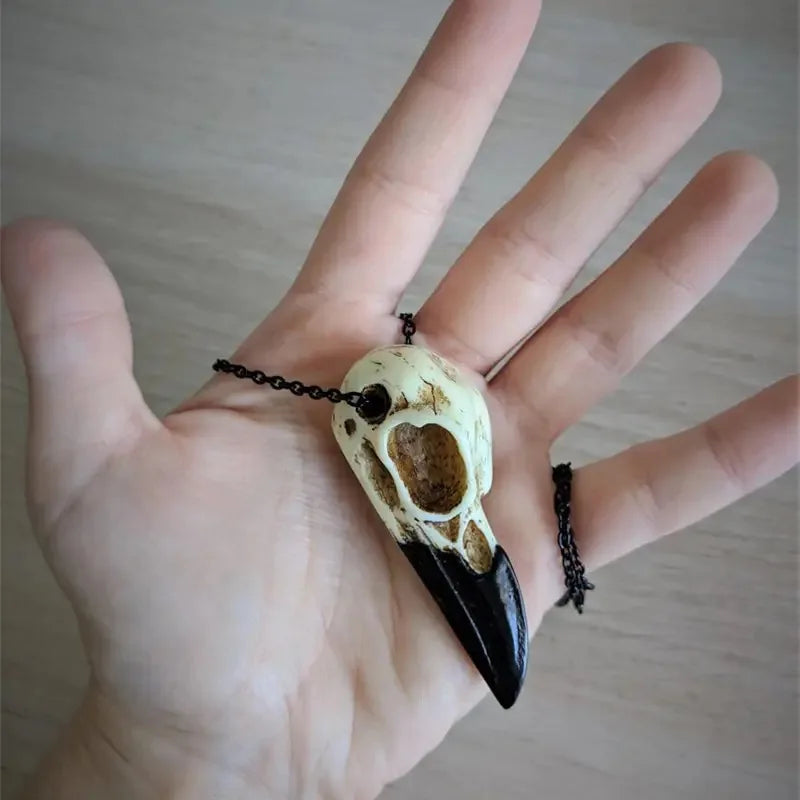 Raven Skull Necklace Halloween Jewelry Gothic Necklace, Raven Jeweller