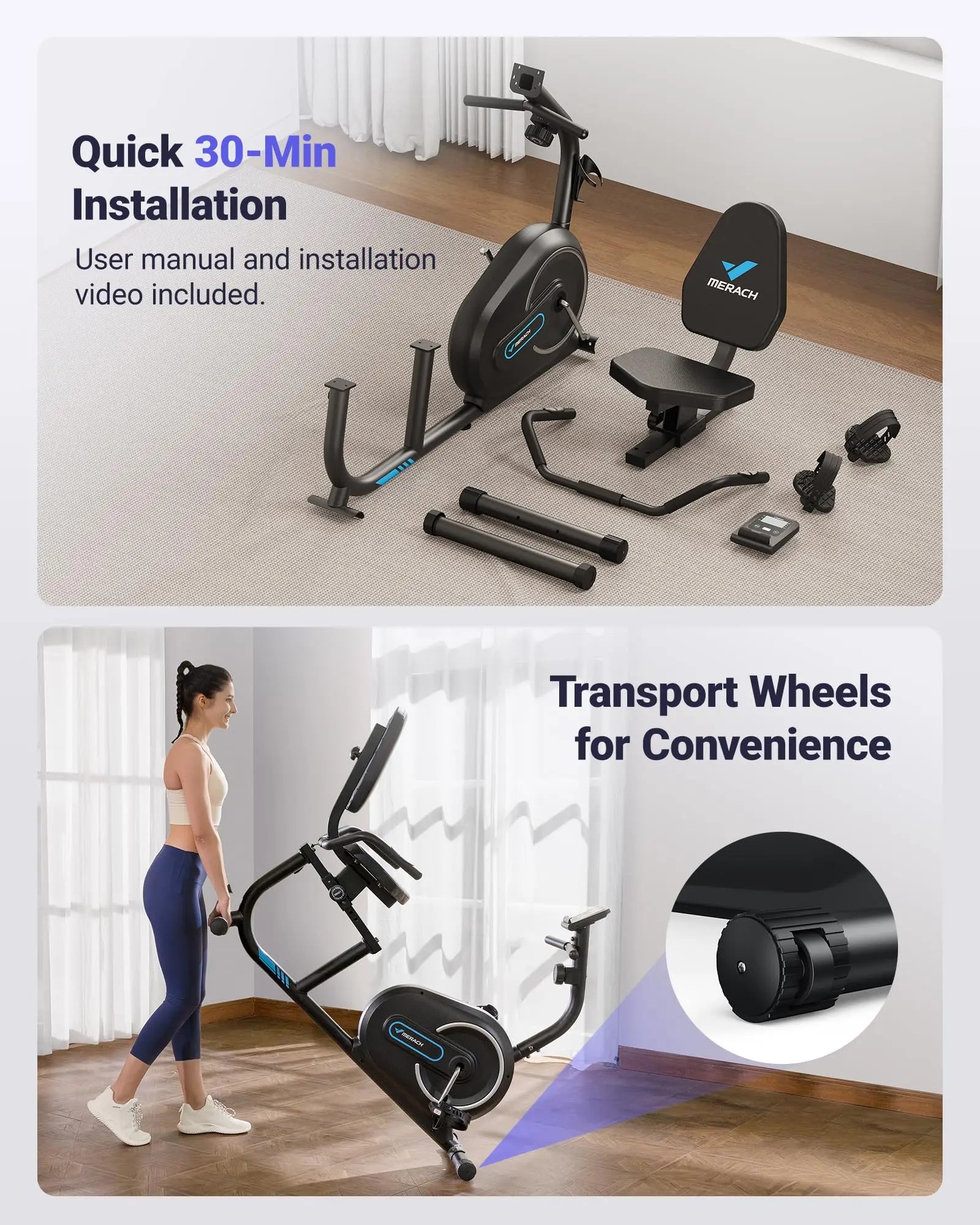 MERACH Recumbent Exercise Bike Home Smart Bluetooth Exclusive in USA