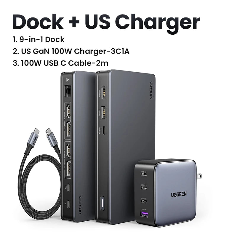 UGREEN Docking Station 9-IN-1 HUB USB 4K60Hz HDMI DisplayPort in USA.