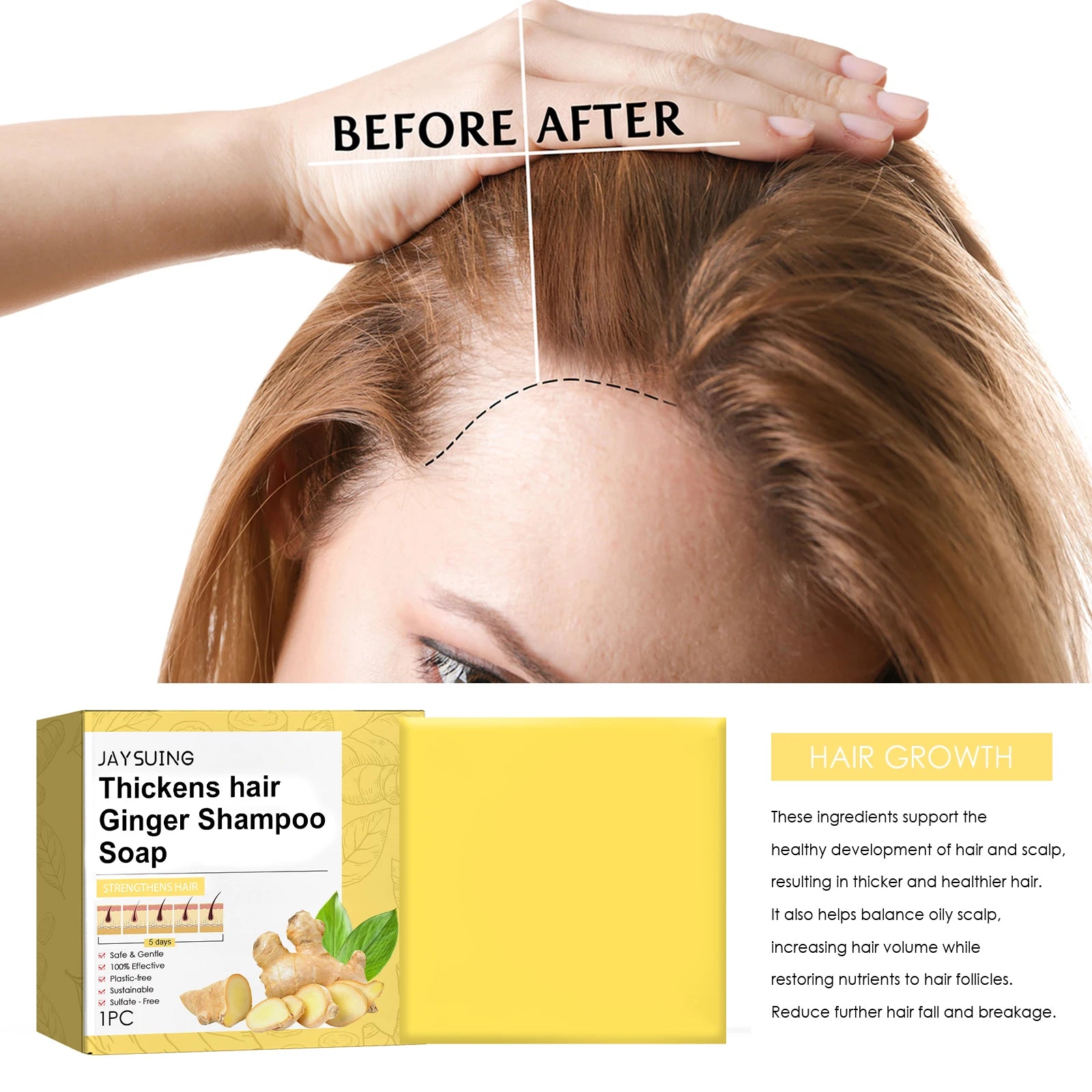 Ginger No Silicone Oil Promote Hair Growth Soap in USA