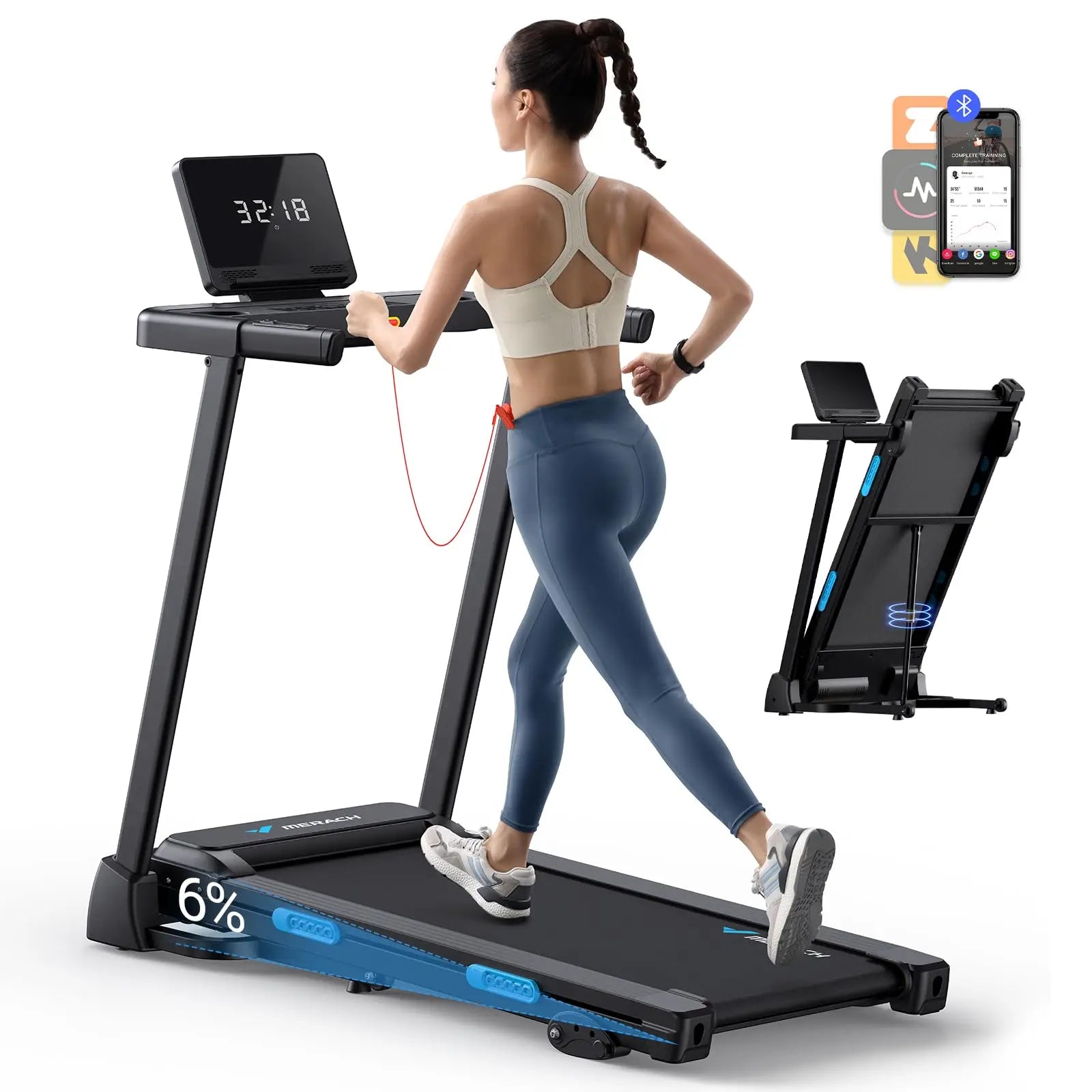 MERACH Foldable Treadmill Incline Quiet Treadmills in USA