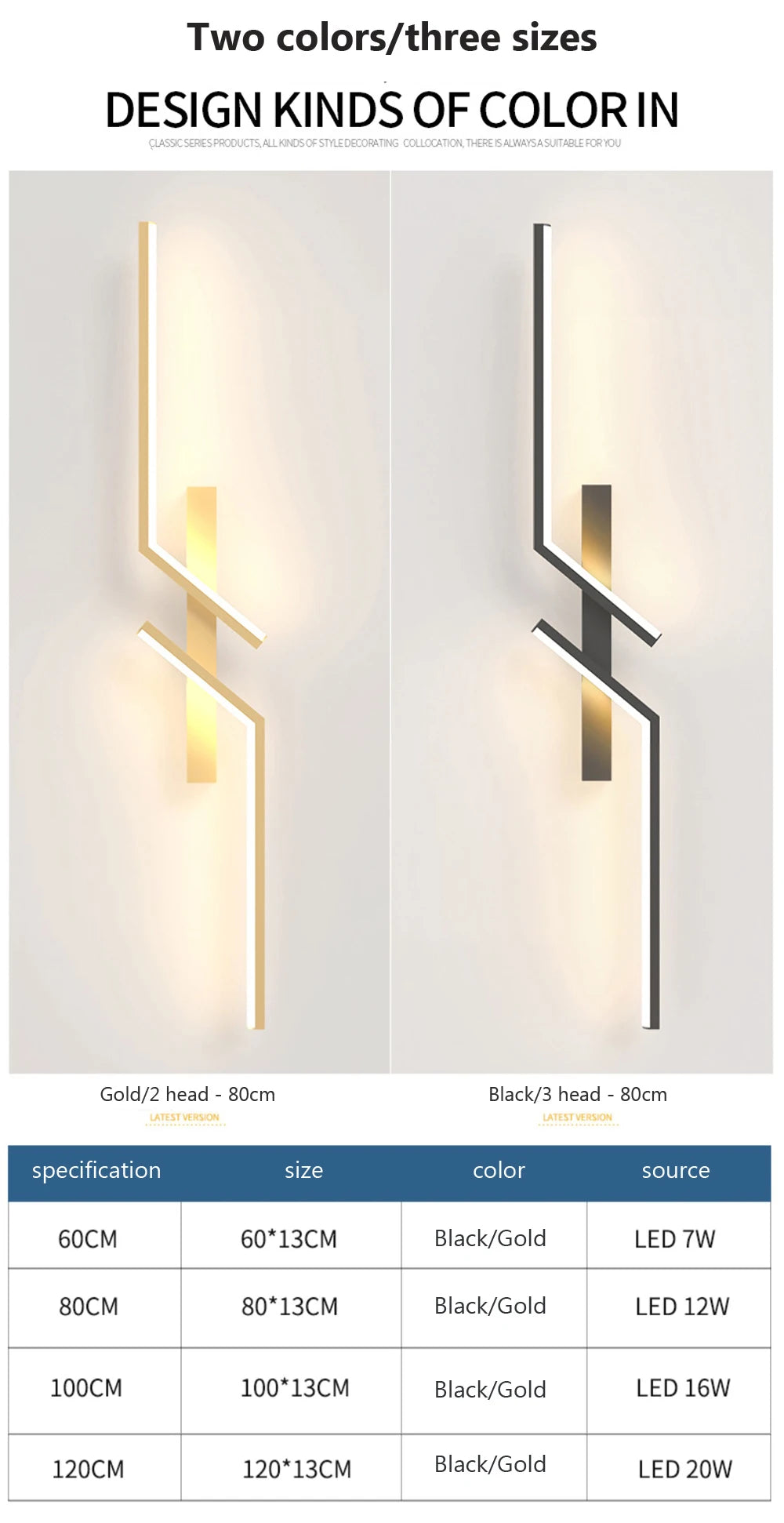 LED Wall Lamp Modern Minimalist Strip Wall Decor Lights Lighting IN USA.