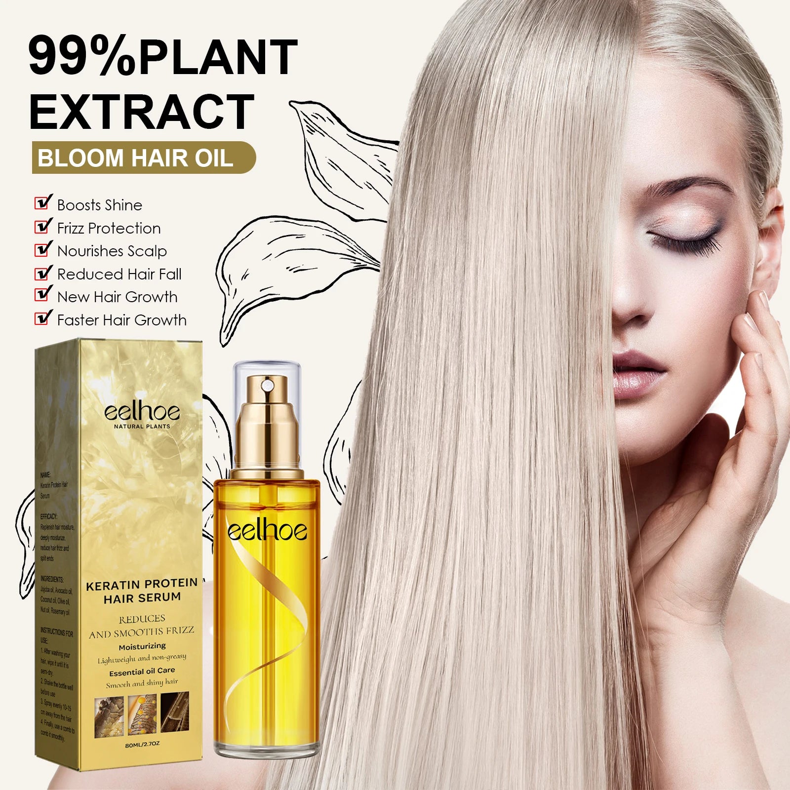 Natural Hair Growth Keratin Hair Care Essence in USA