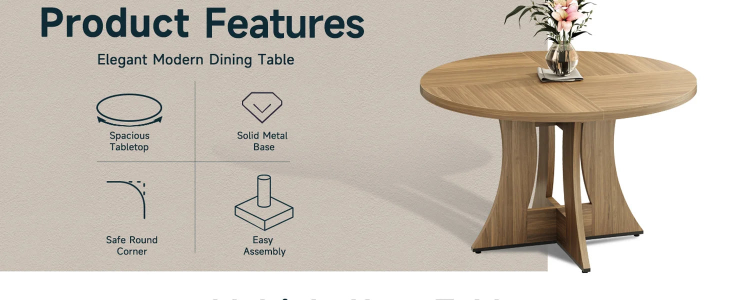 Round Dining Table Kitchen Table People Wooden Marble IN USA.