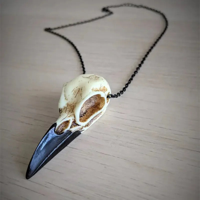 Raven Skull Necklace Halloween Jewelry Gothic Necklace, Raven Jeweller