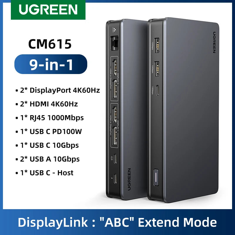 UGREEN Docking Station 9-IN-1 HUB USB 4K60Hz HDMI DisplayPort in USA.