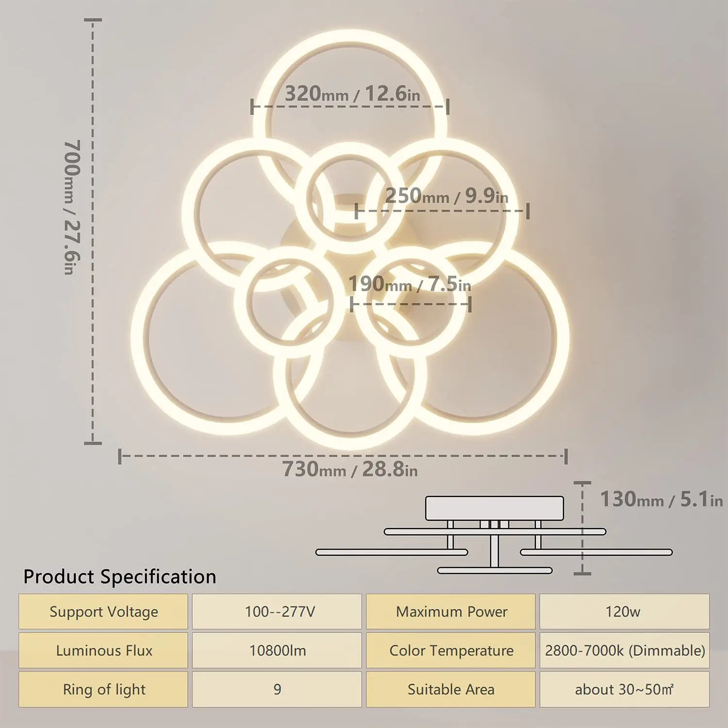 Modern LED Ceiling Chandelier Lights Ring Home IN USA.