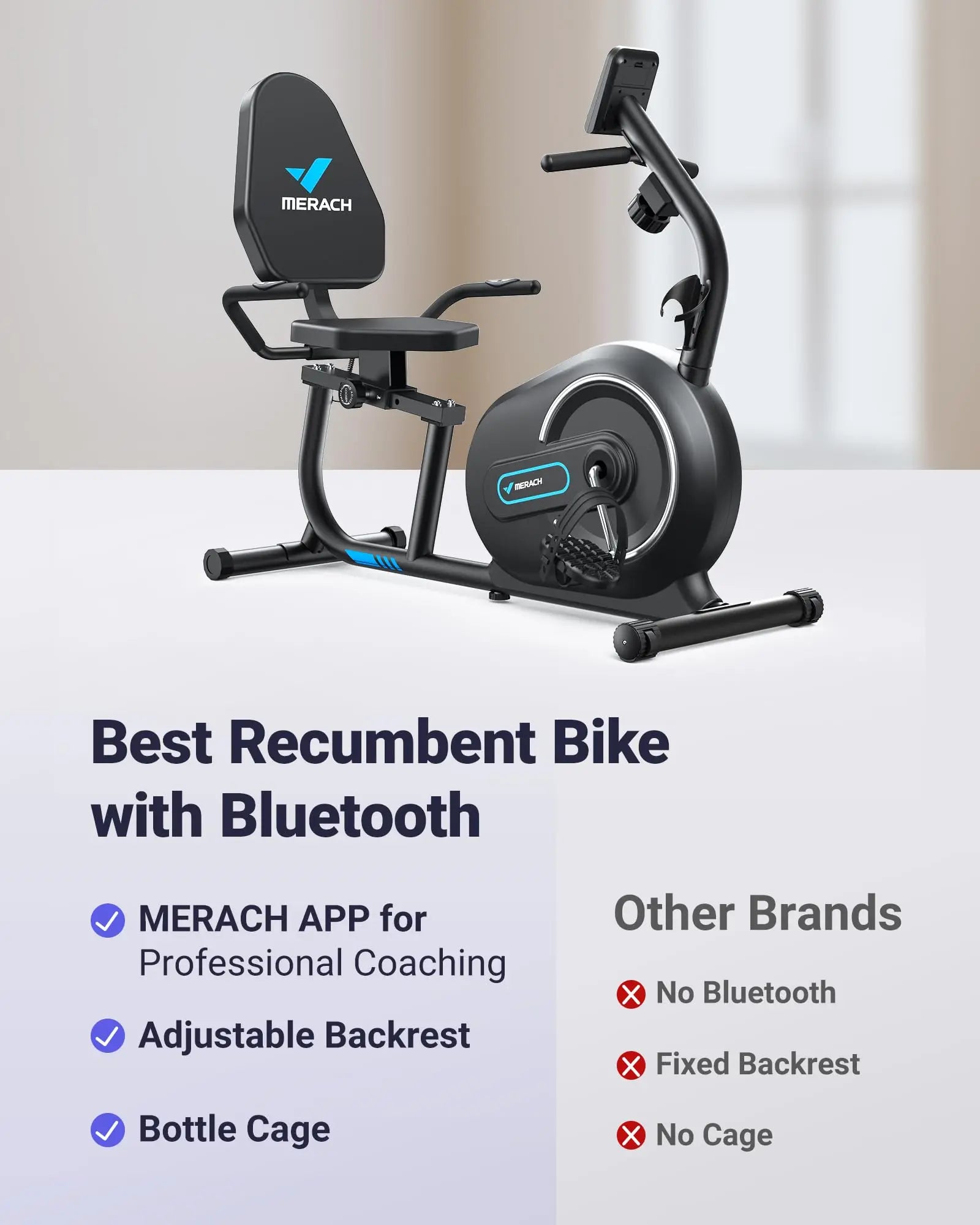 MERACH Recumbent Exercise Bike Home Smart Bluetooth Exclusive in USA