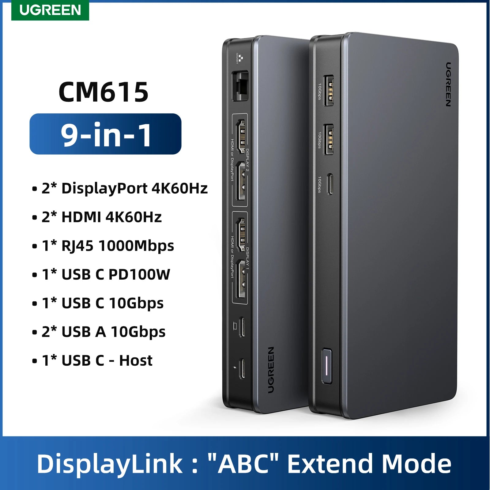 UGREEN Docking Station 9-IN-1 HUB USB 4K60Hz HDMI DisplayPort in USA.