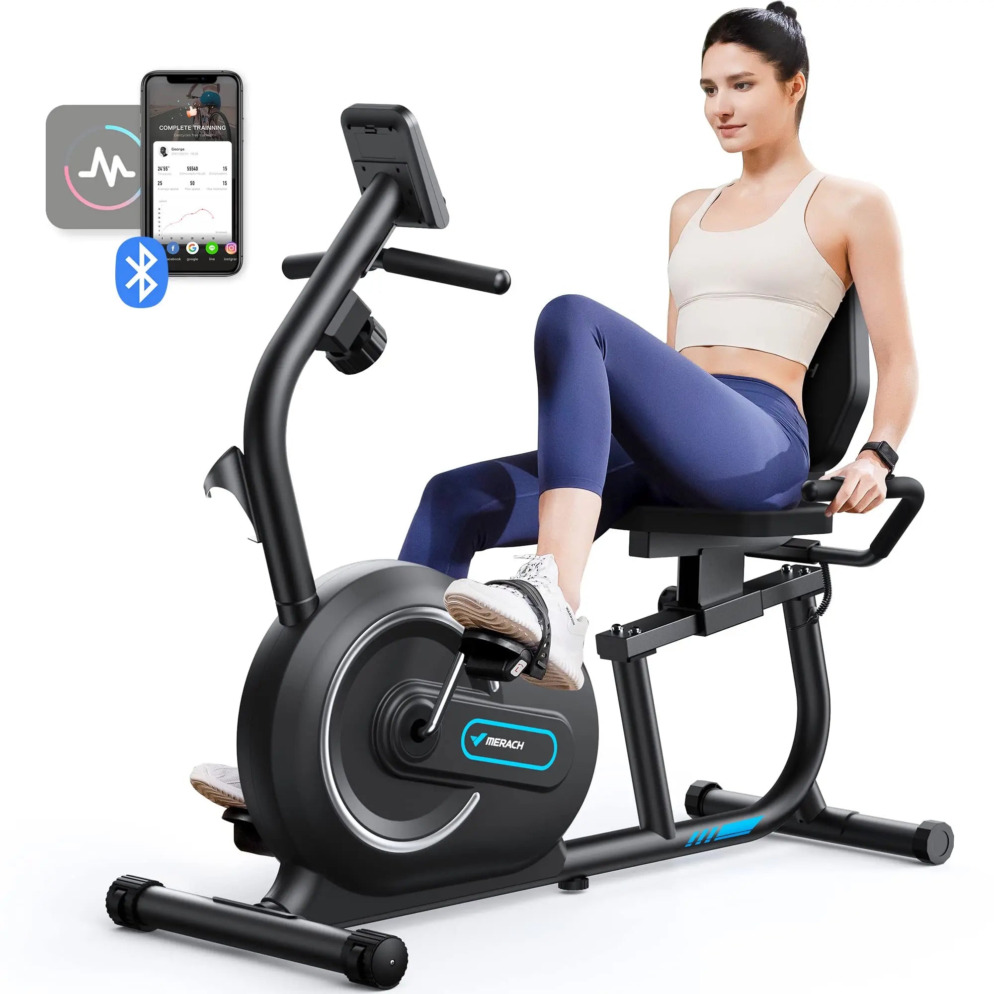 MERACH Recumbent Exercise Bike Home Smart Bluetooth Exclusive in USA