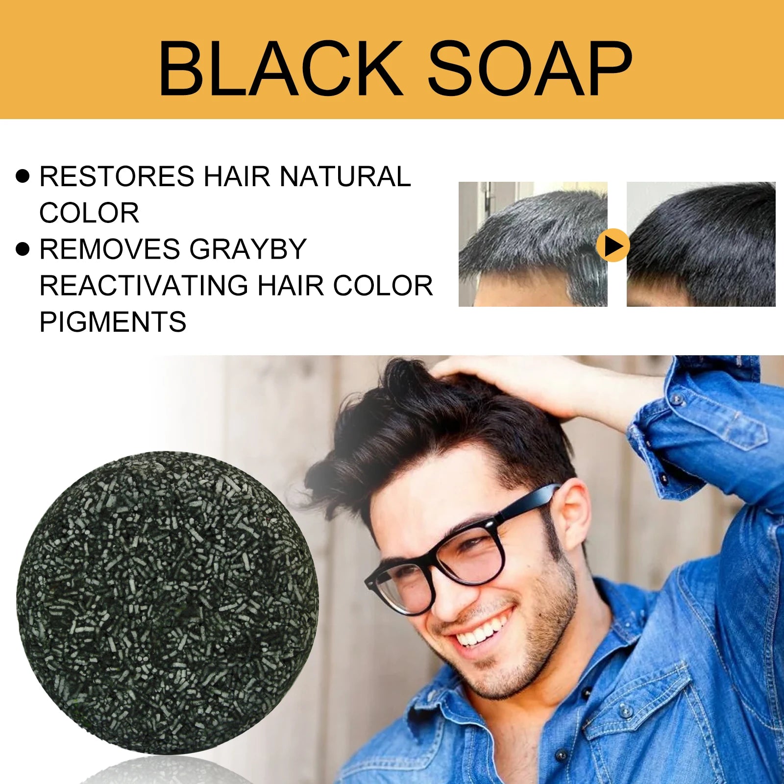 High Quality Black Soap Restores Hair Natural Color in USA