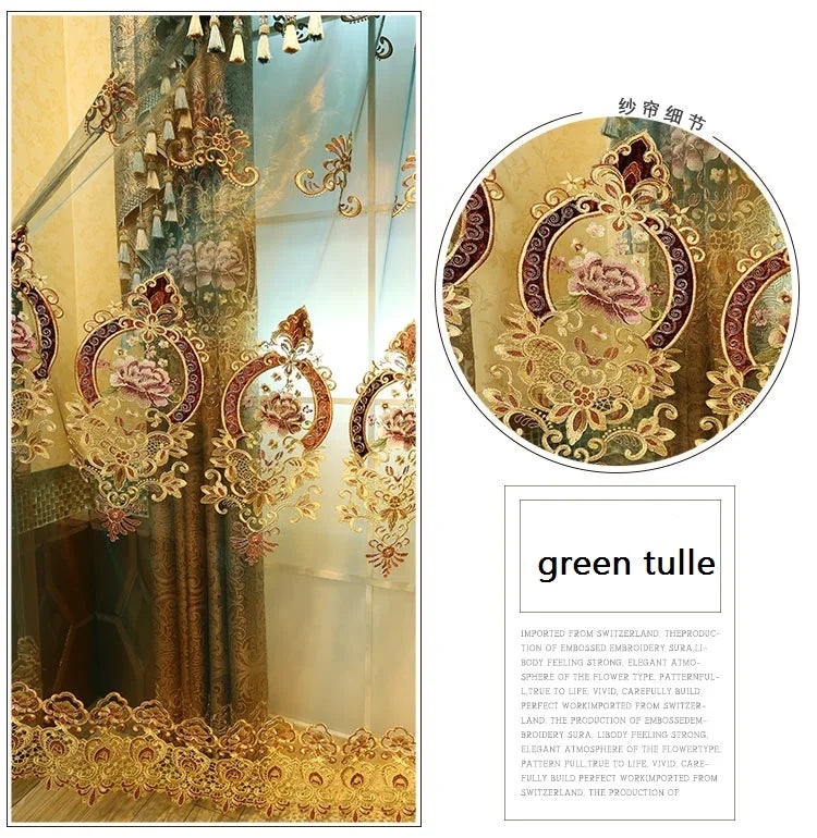 Gold Gilded Embroidered Hollowed Out Velvet Curtains in USA