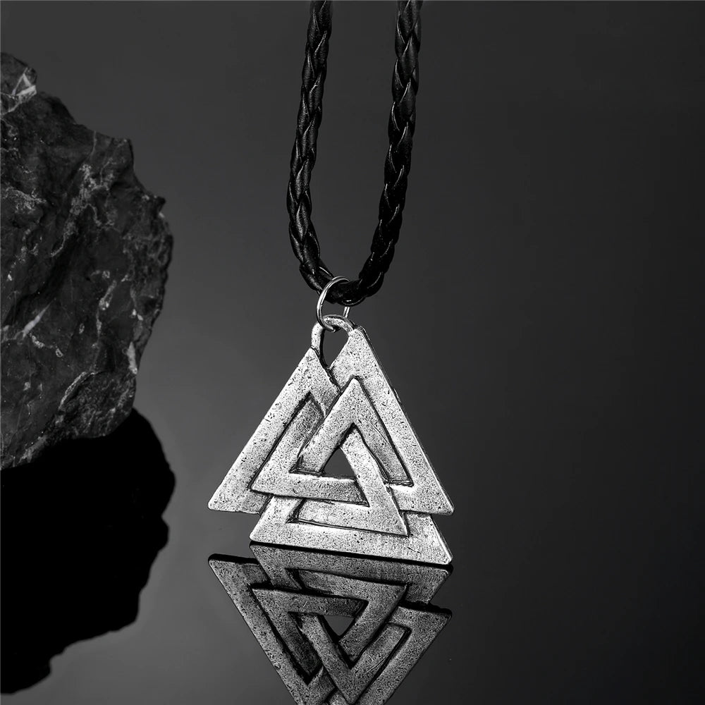 Viking Runes Valknut Pendant Mens Slavic Stainless Steel Necklaces in USA