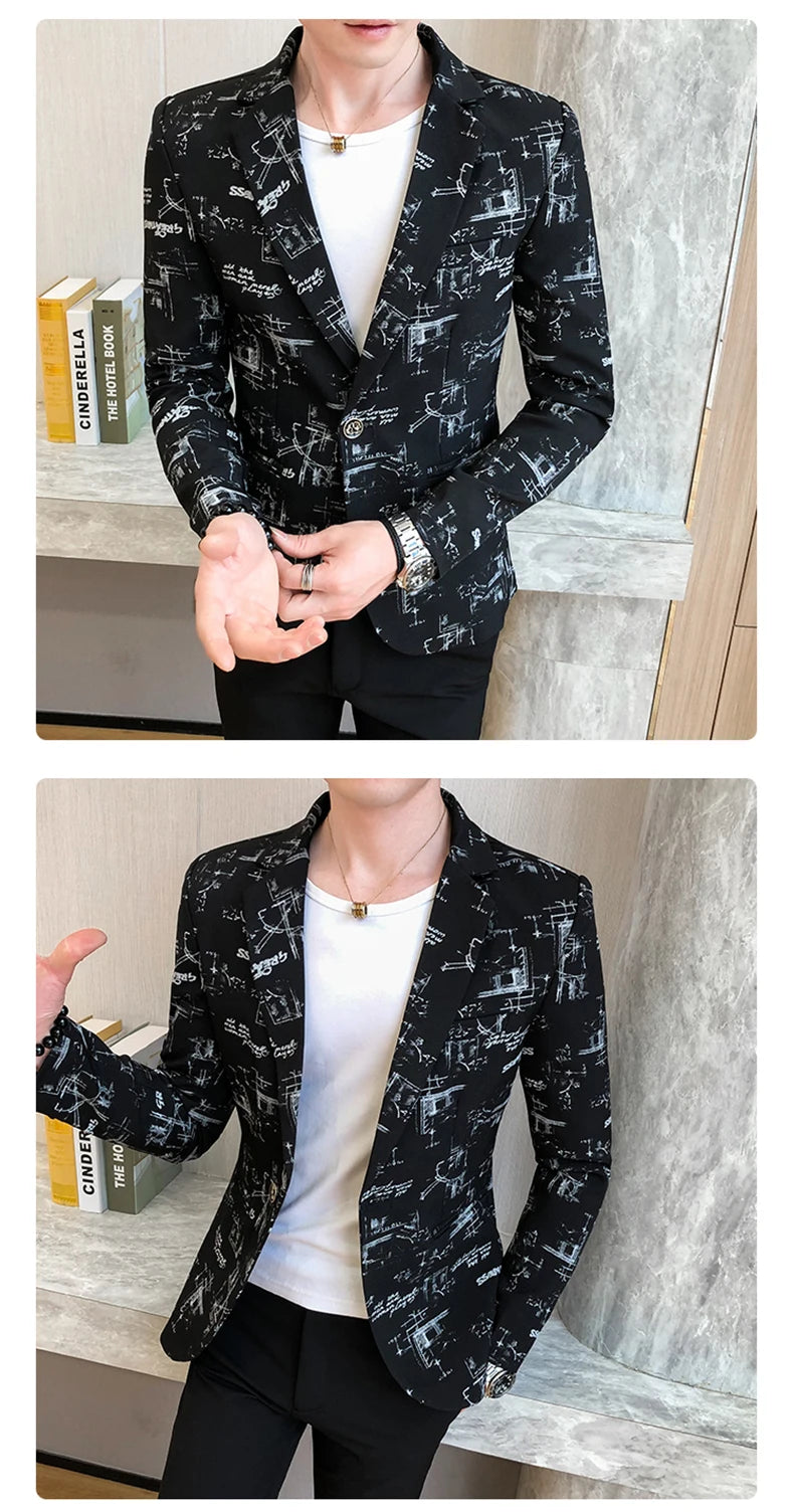 Men Blazer Slim Fit Autumn Korean Version of The Printed IN USA.