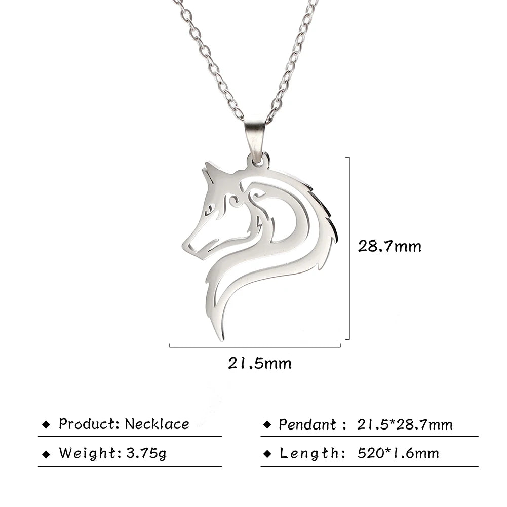 My shape Wolf Necklace Men Women Stainless Steel in USA