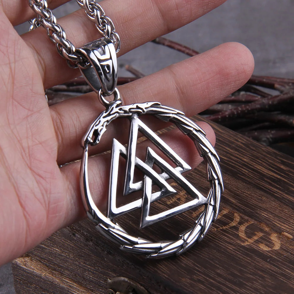 Never Fade Men Stainless steel Viking Self-devourer Ouroboros Valknut in USA