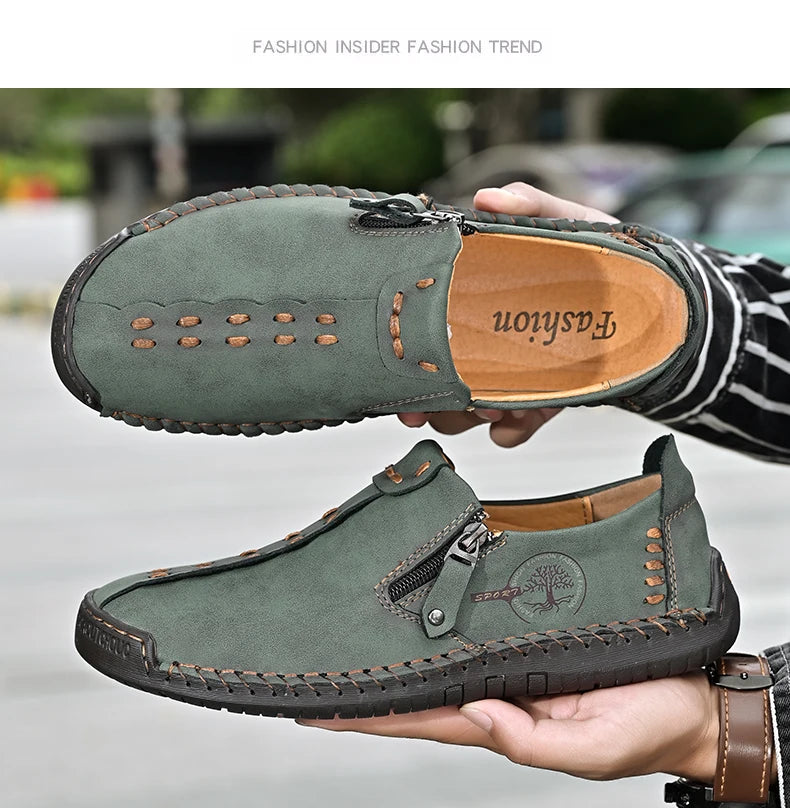 Handmade Leather Men Shoes Casual Slip On Loafers in USA