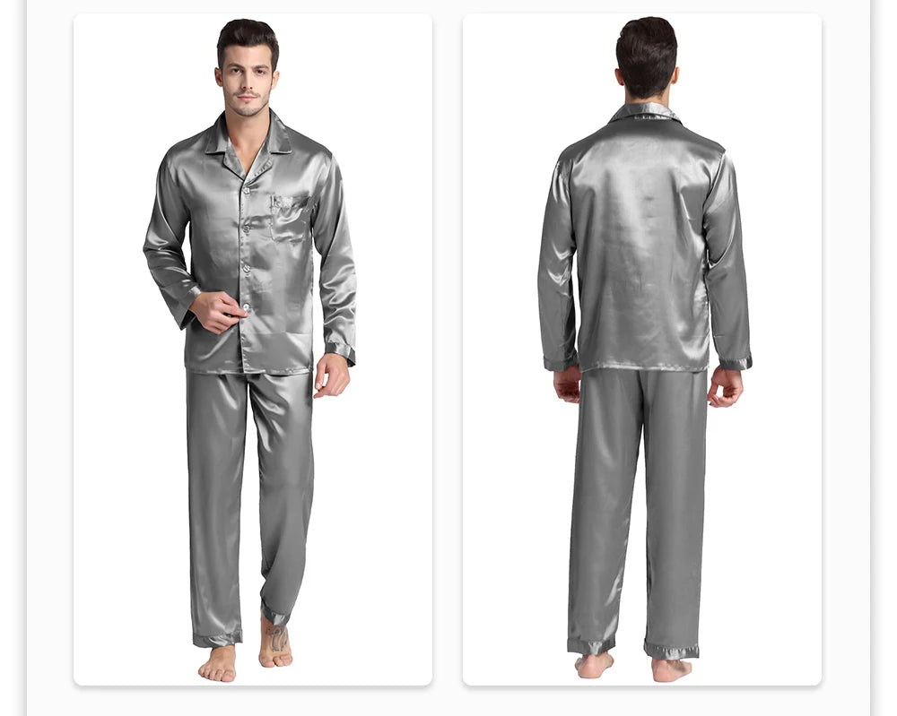 Tony&Candice Men's Satin Silk Pajama Set Men Pajamas Silk in USA