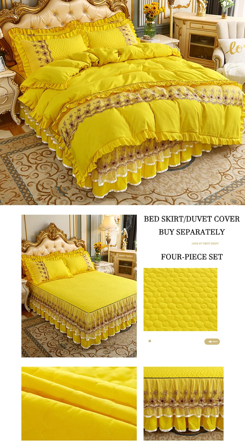 Modern Bed Skirt for Queen King Size Bed with Lace Cotton Bed Spread f