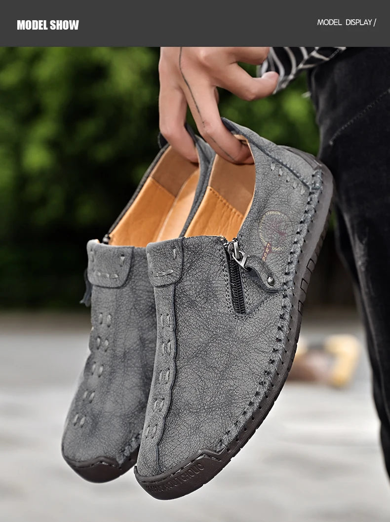 Handmade Leather Men Shoes Casual Slip On Loafers in USA