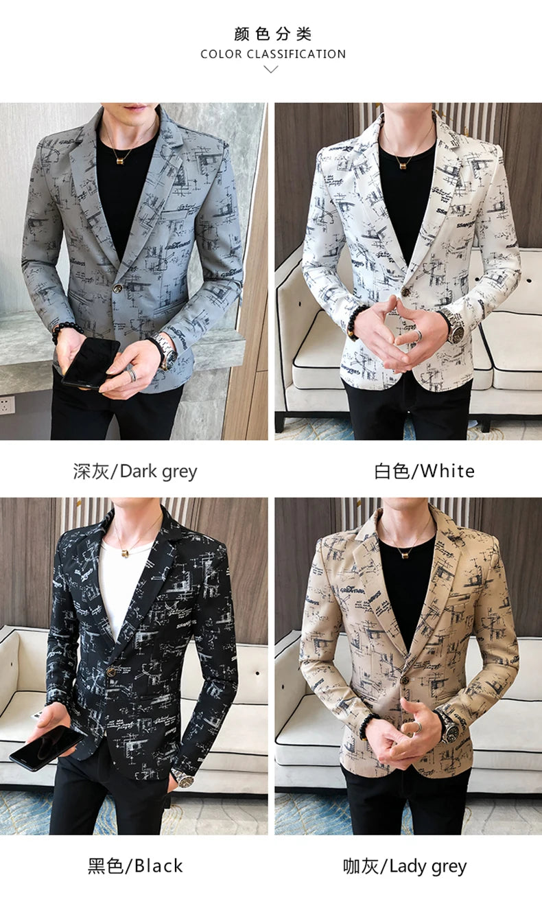 Men Blazer Slim Fit Autumn Korean Version of The Printed IN USA.