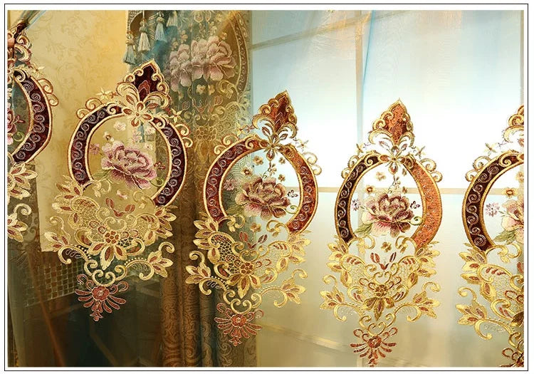 Gold Gilded Embroidered Hollowed Out Velvet Curtains in USA