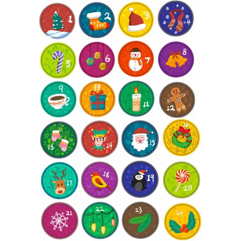 120pcs Advent Calendar Number Paper Stickers Merry Christmas Gift Stic