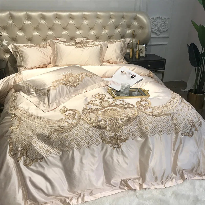 Premium Chic Embroidery Duvet Cover Bed Sheet set in USA