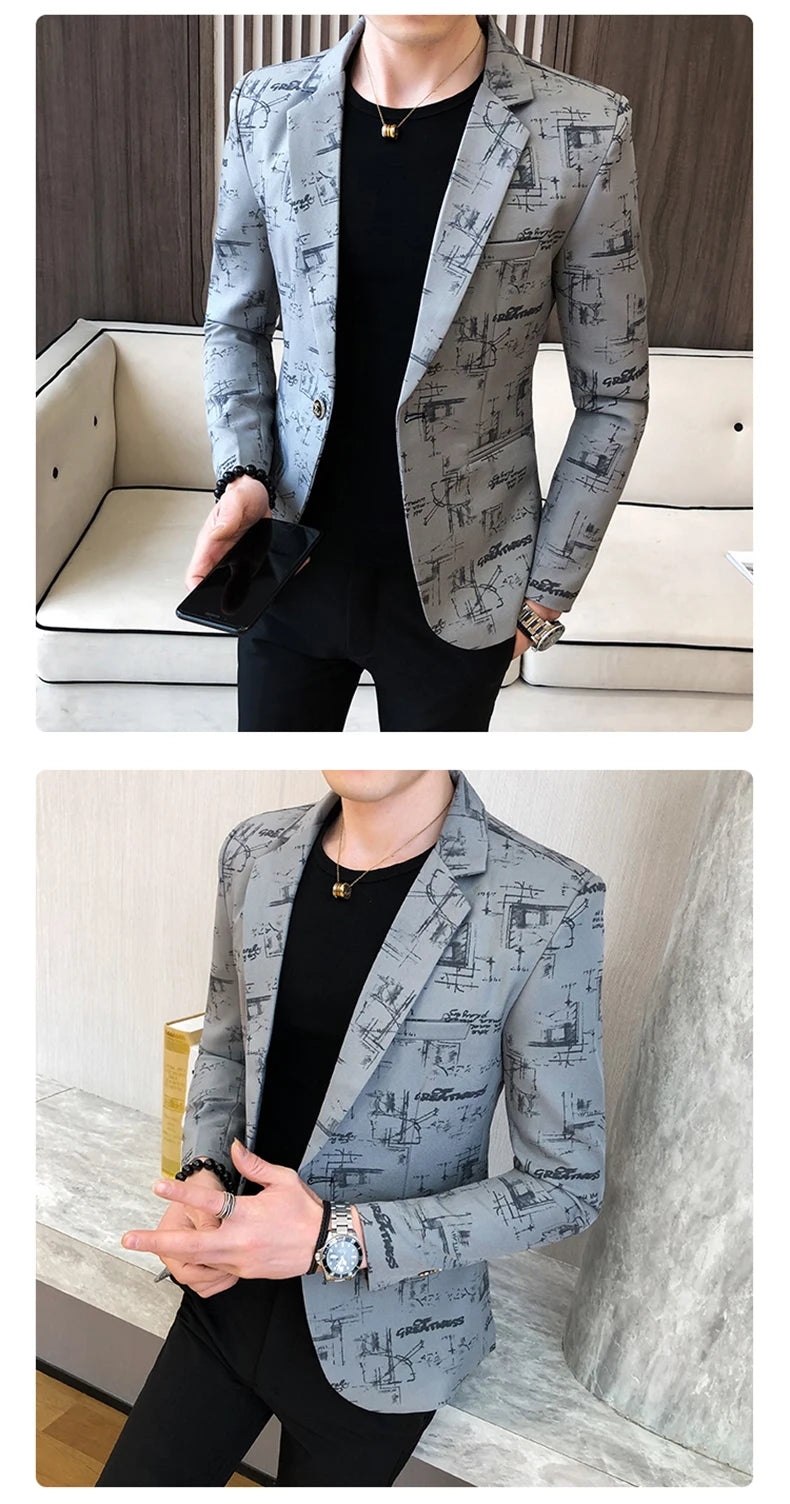 Men Blazer Slim Fit Autumn Korean Version of The Printed IN USA.