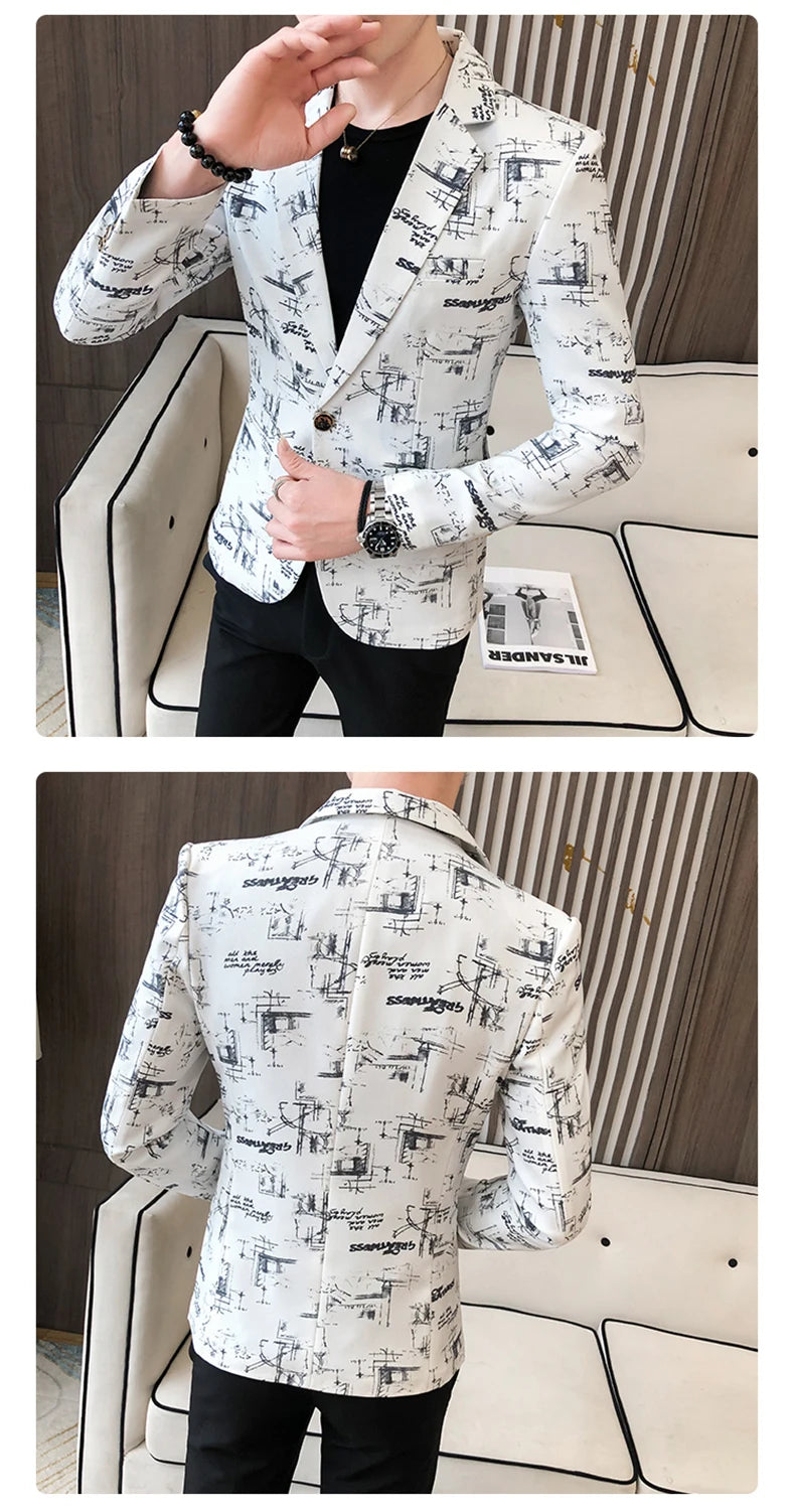 Men Blazer Slim Fit Autumn Korean Version of The Printed IN USA.