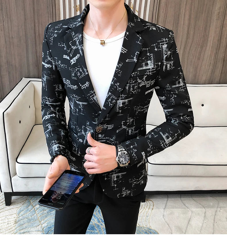 Men Blazer Slim Fit Autumn Korean Version of The Printed IN USA.