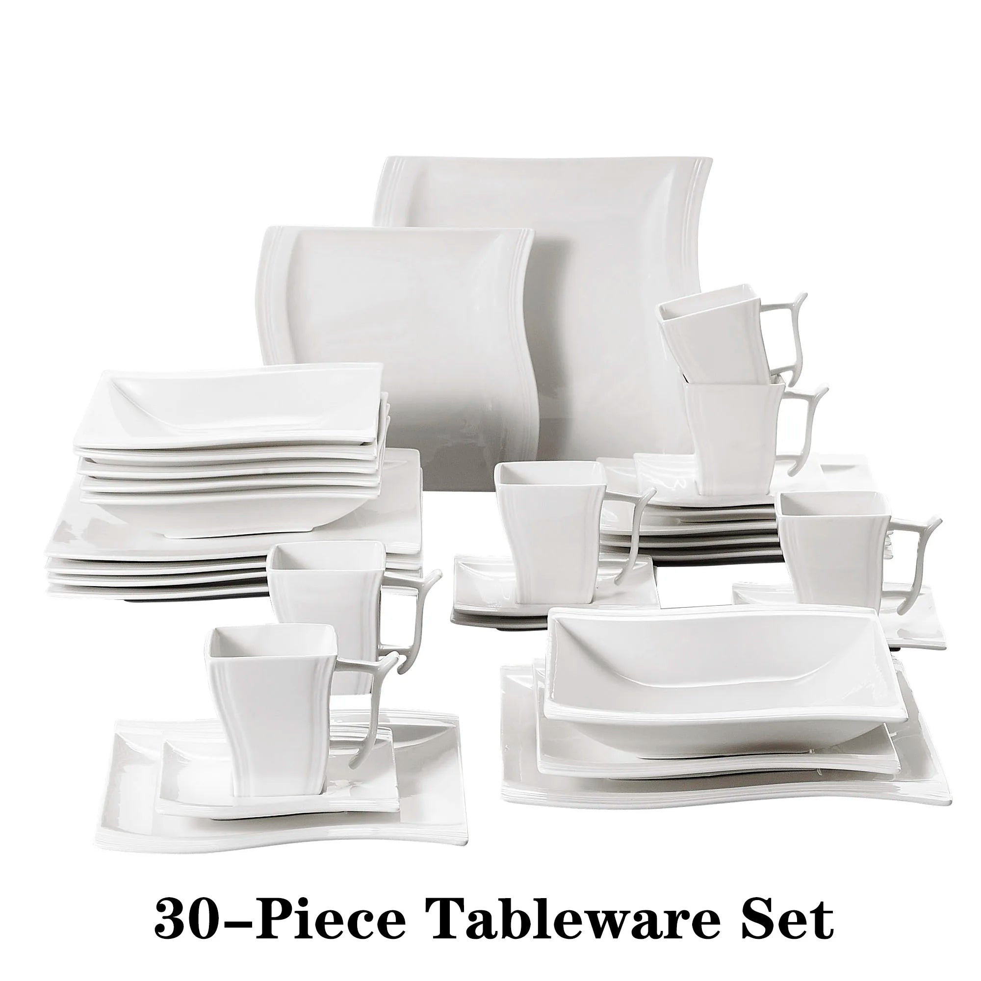 MALACASA Piece White Porcelain Dinner Set Cup,Saucer