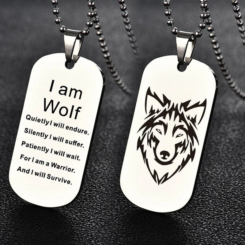 Fashion Wolf Pendant Necklace Double Side in USA