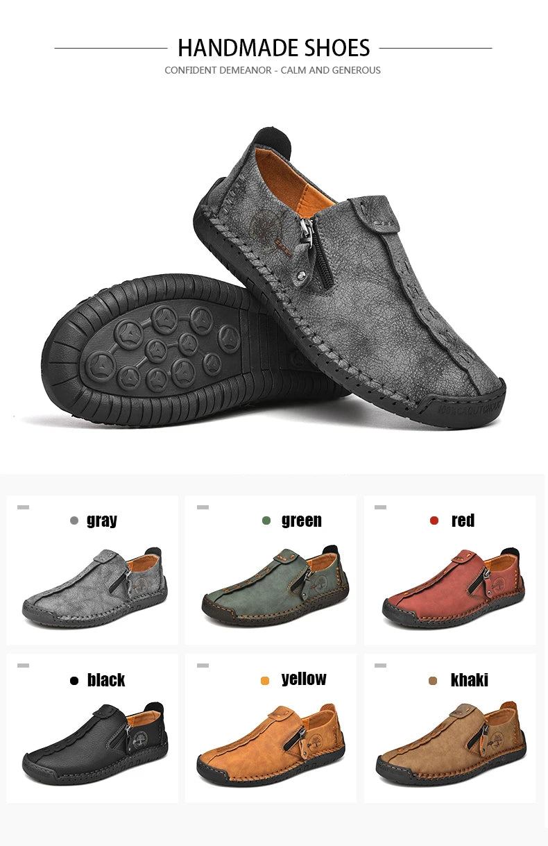 Handmade Leather Men Shoes Casual Slip On Loafers in USA