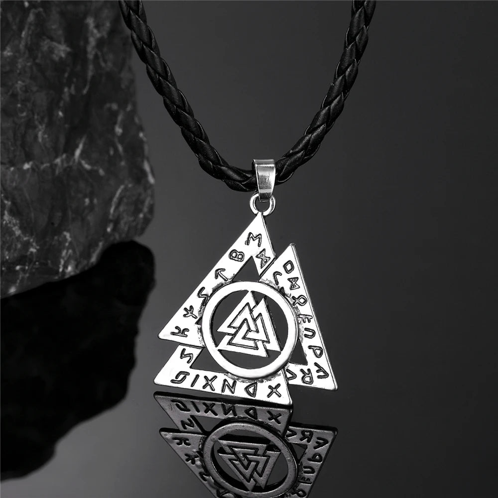 Viking Runes Valknut Pendant Mens Slavic Stainless Steel Necklaces in USA