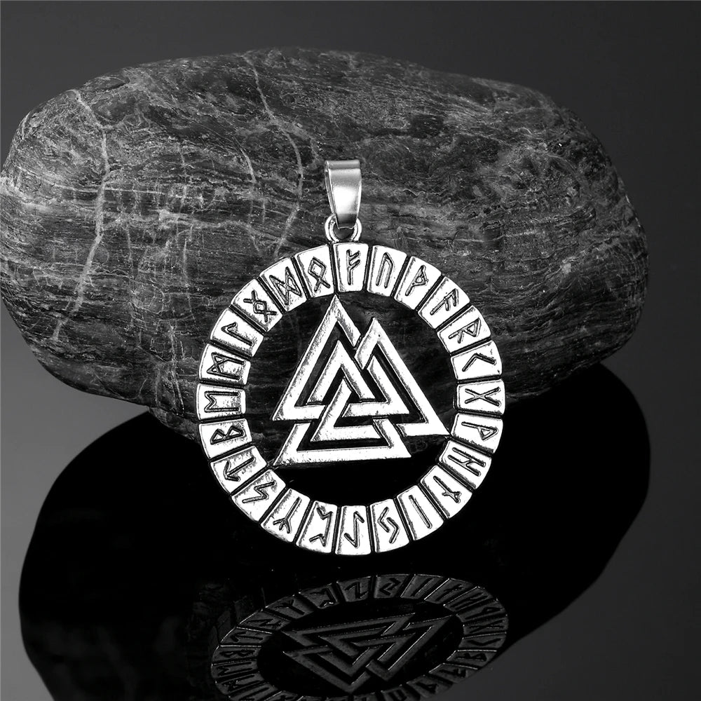 Viking Runes Valknut Pendant Mens Slavic Stainless Steel Necklaces in USA