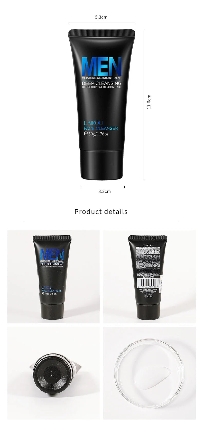 LAIKOU Men Facial Cleanser Face Washing Moisturizing in USA