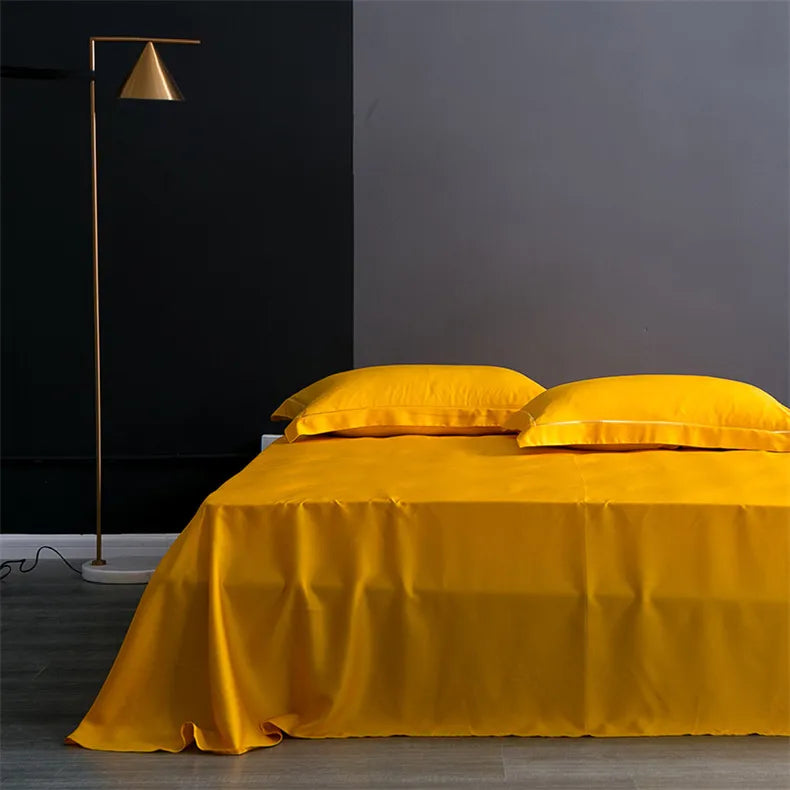 Natural Mulberry Silk Flat Sheet Solid Color Bed Sheet