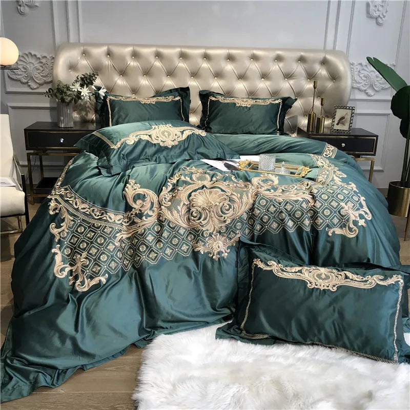 Premium Chic Embroidery Duvet Cover Bed Sheet set in USA