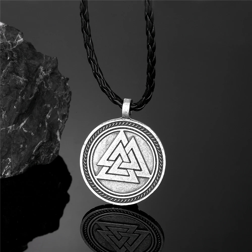 Viking Runes Valknut Pendant Mens Slavic Stainless Steel Necklaces in USA