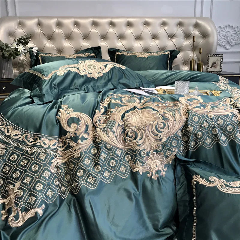 Premium Chic Embroidery Duvet Cover Bed Sheet set in USA