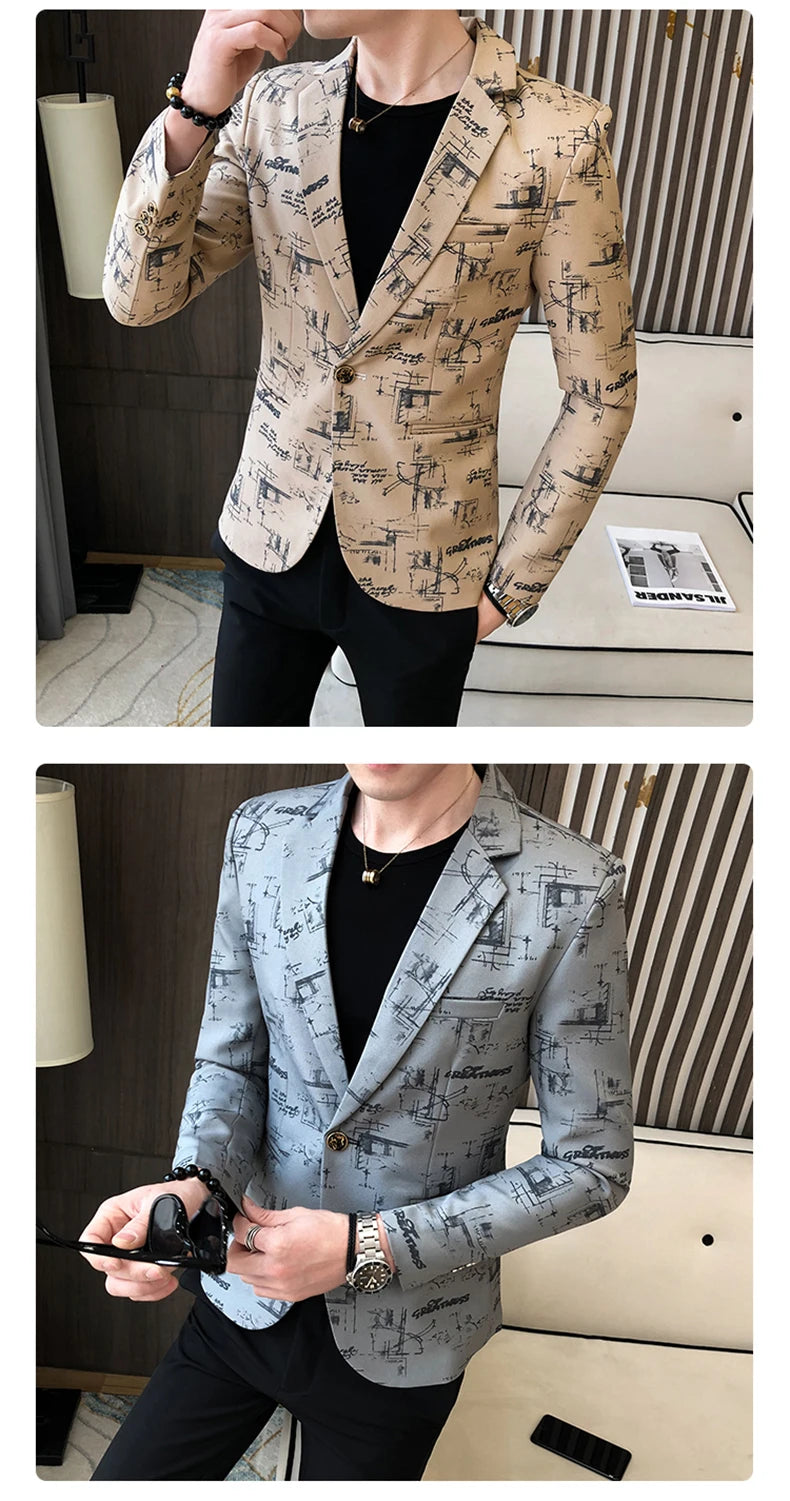 Men Blazer Slim Fit Autumn Korean Version of The Printed IN USA.