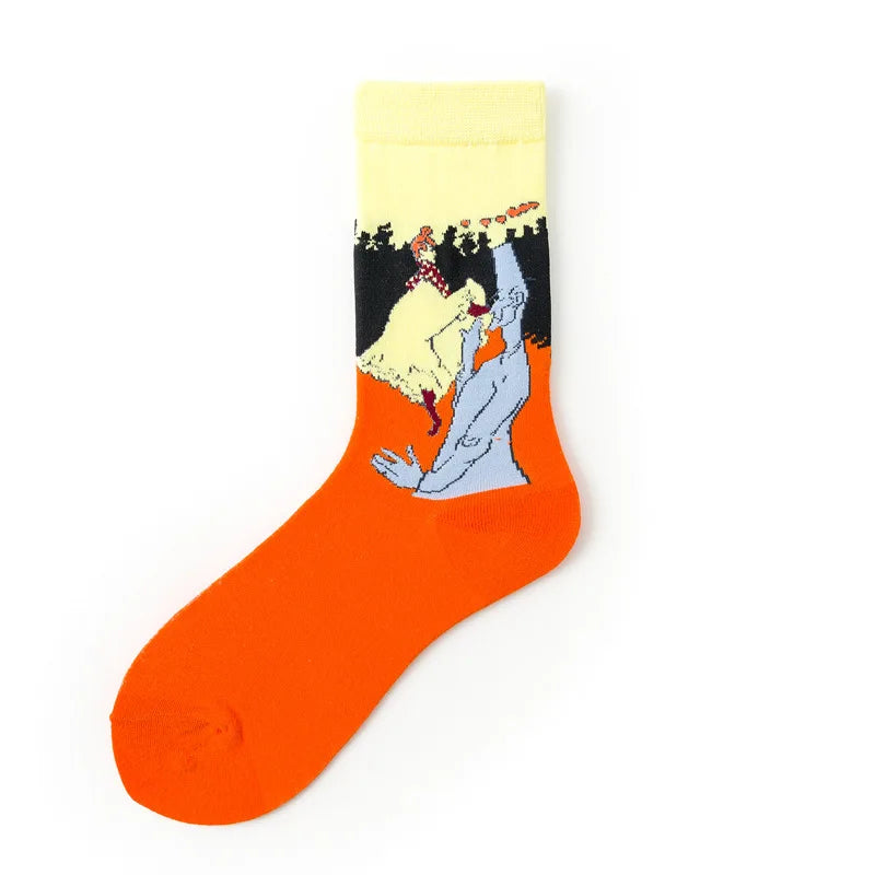 Cotton Colorful Van Gogh Retro Oil Painting Men Socks in USA