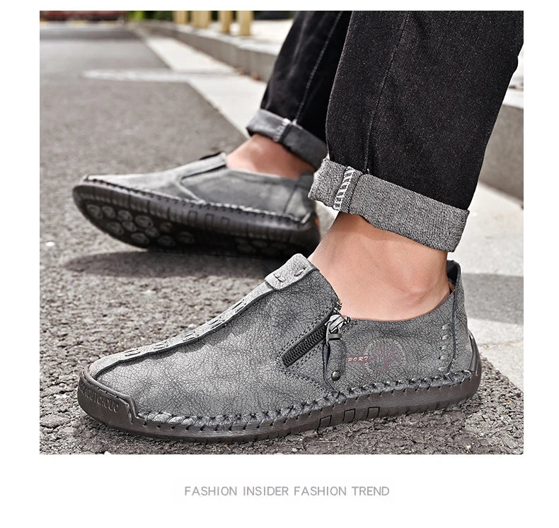 Handmade Leather Men Shoes Casual Slip On Loafers in USA