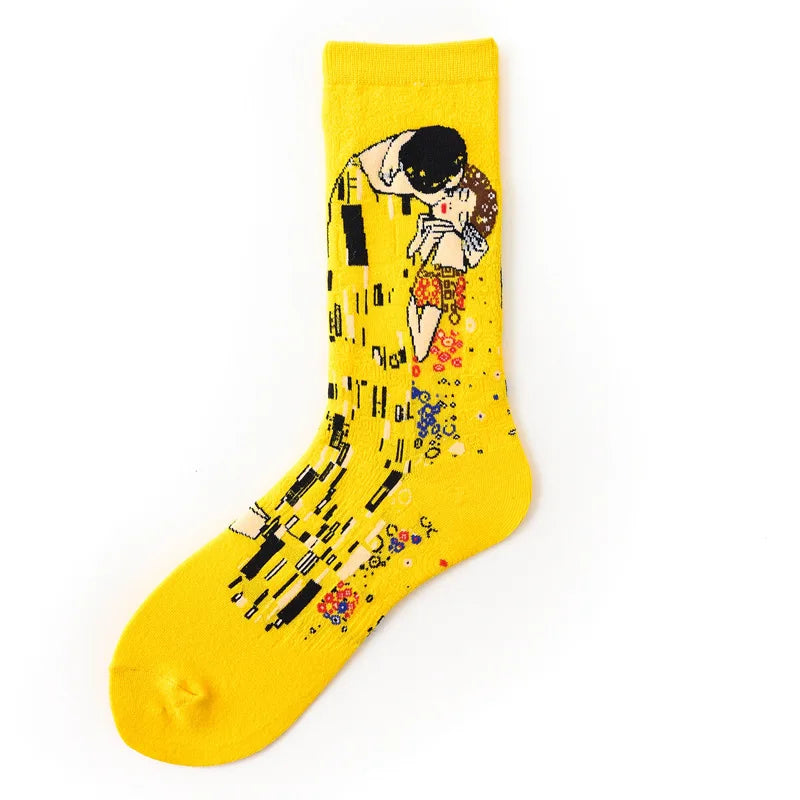 Cotton Colorful Van Gogh Retro Oil Painting Men Socks in USA