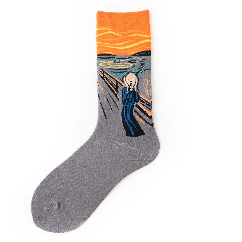 Cotton Colorful Van Gogh Retro Oil Painting Men Socks in USA