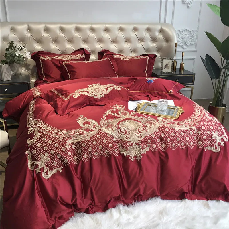 Premium Chic Embroidery Duvet Cover Bed Sheet set in USA